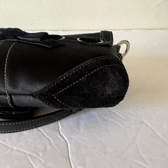 Y2K COACH SOHO CRYSTAL EMBELLISHED BUCKLE SATIN SUEDE COMBO SMALL BAG - Picture 6 of 9